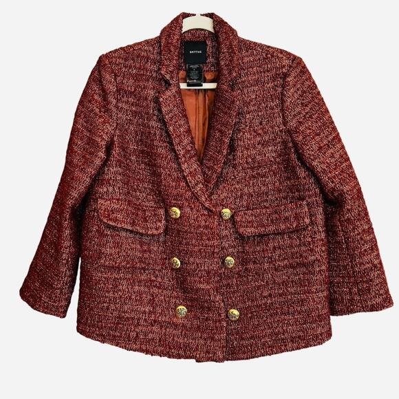 Smythe Double-Breasted metallic Tweed Blazer sz 6 - Picture 4 of 9